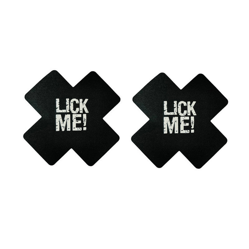 10 Pack Black Red Cross Pasties Letter Print Nippe Covers Black Luminous Pasties