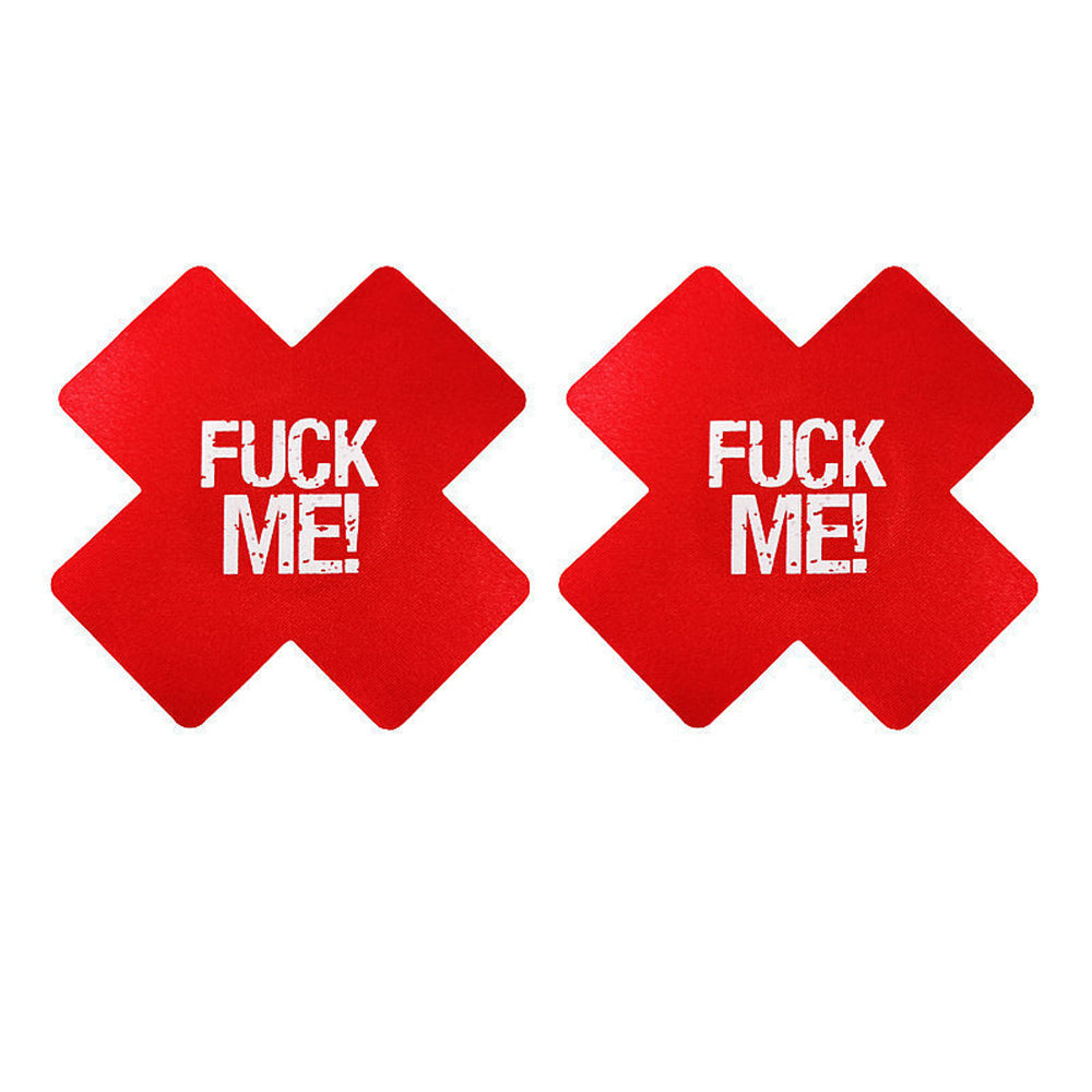 10 Pack Black Red Cross Pasties Letter Print Nippe Covers Black Luminous Pasties