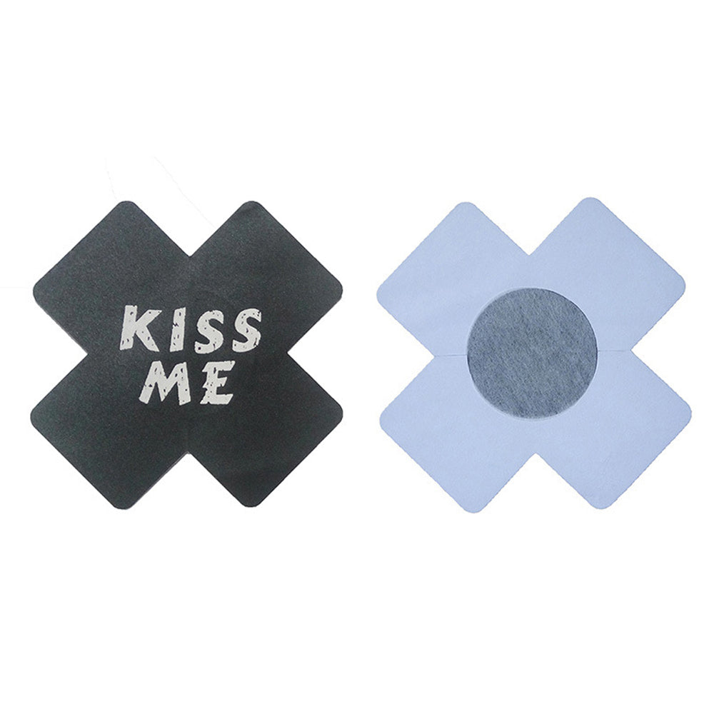 10 Pack Black Red Cross Pasties Letter Print Nippe Covers Black Luminous Pasties