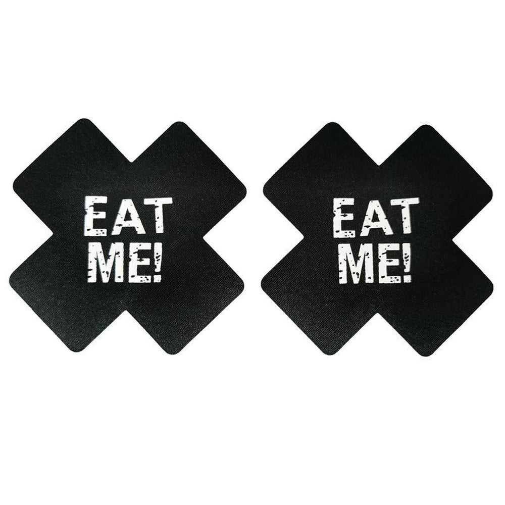 10 Pack Black Red Cross Pasties Letter Print Nippe Covers Black Luminous Pasties