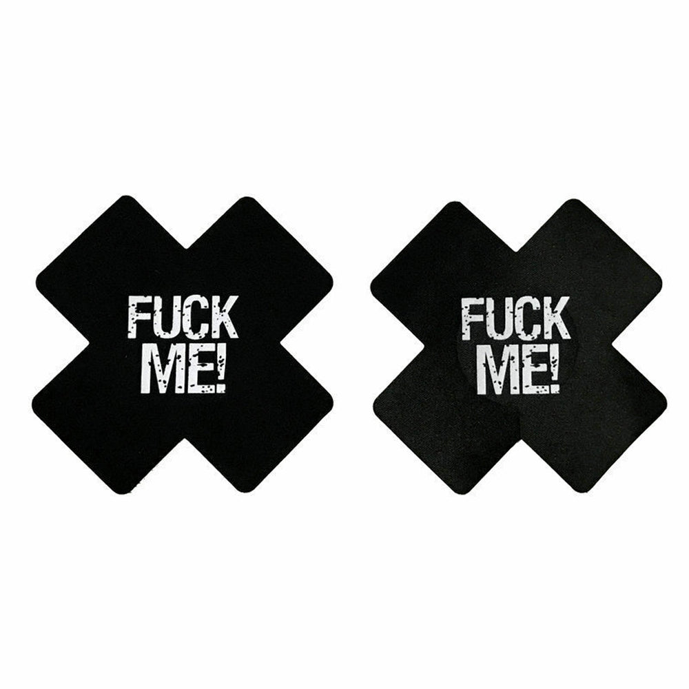 10 Pack Black Red Cross Pasties Letter Print Nippe Covers Black Luminous Pasties