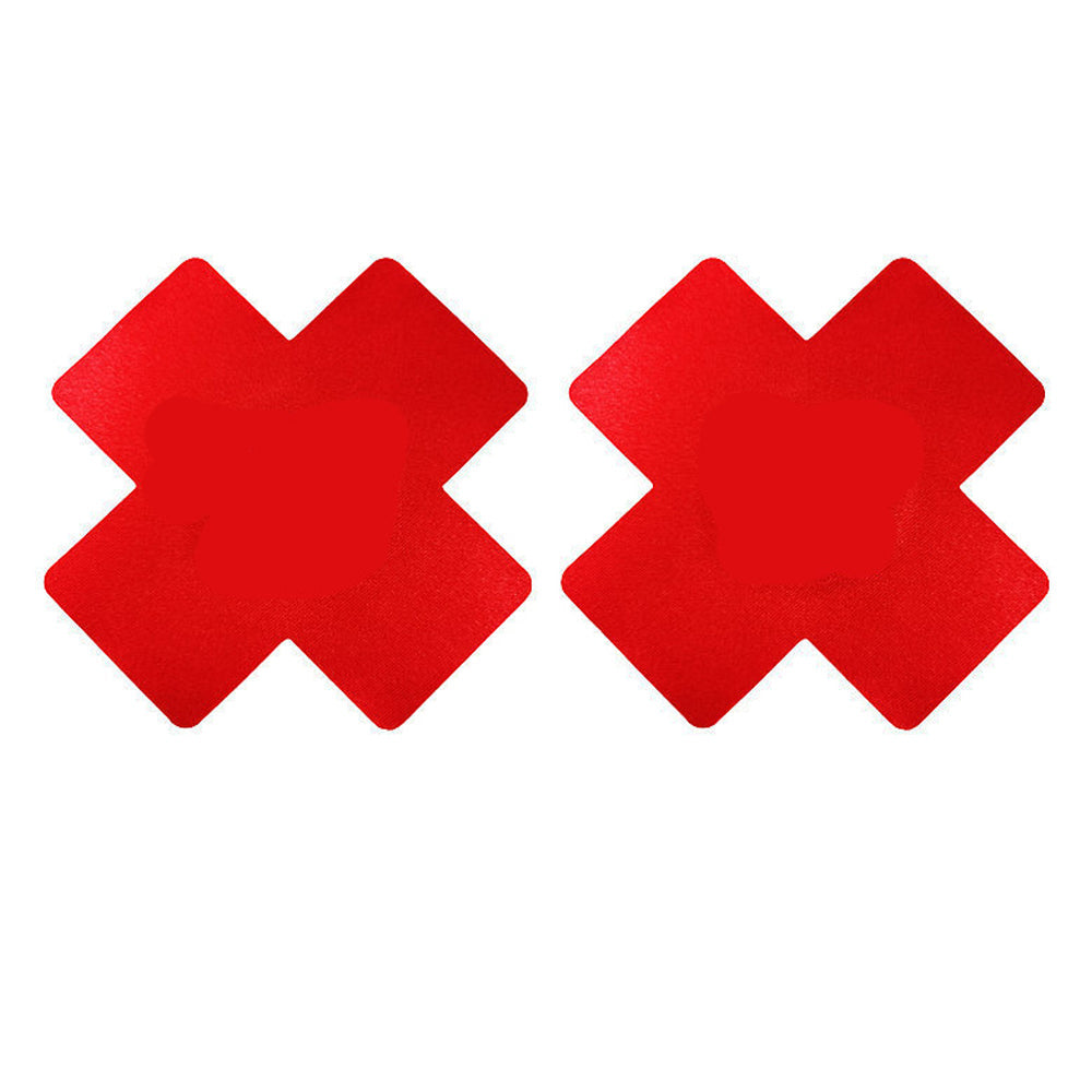 10 Pack Black Red Cross Pasties Letter Print Nippe Covers Black Luminous Pasties