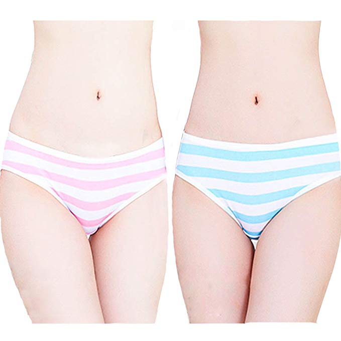 2 Colors Striped Panties Bikini Cotton Anime Blue Pink Cosplay Underwear