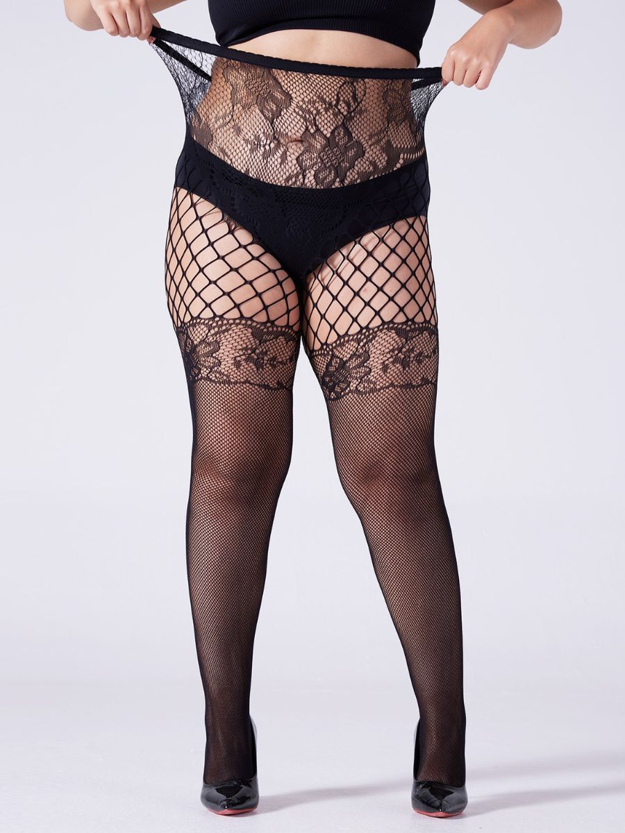 2 PCS Floral Lace Fishnet Pantyhose