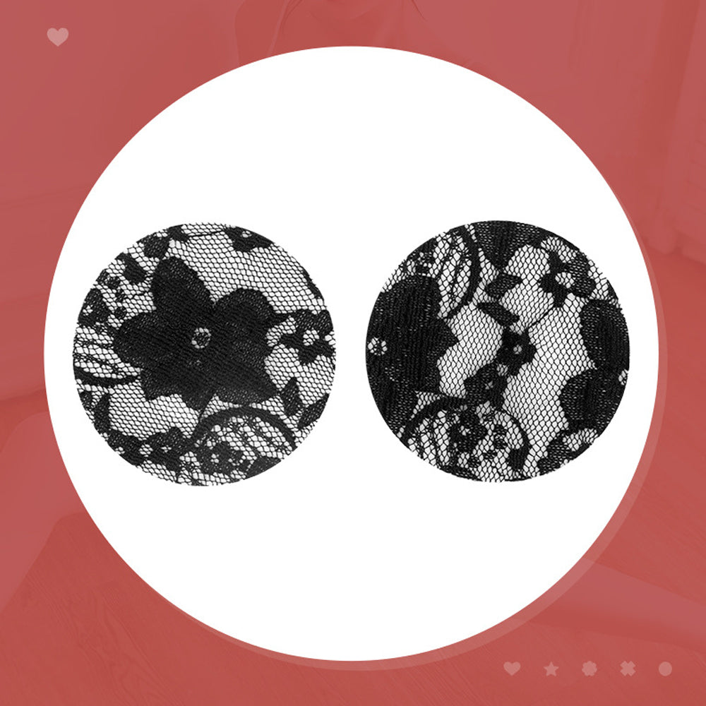 3 Pack Lace Pasties Black Cross & Heart & Round Nipple Covers