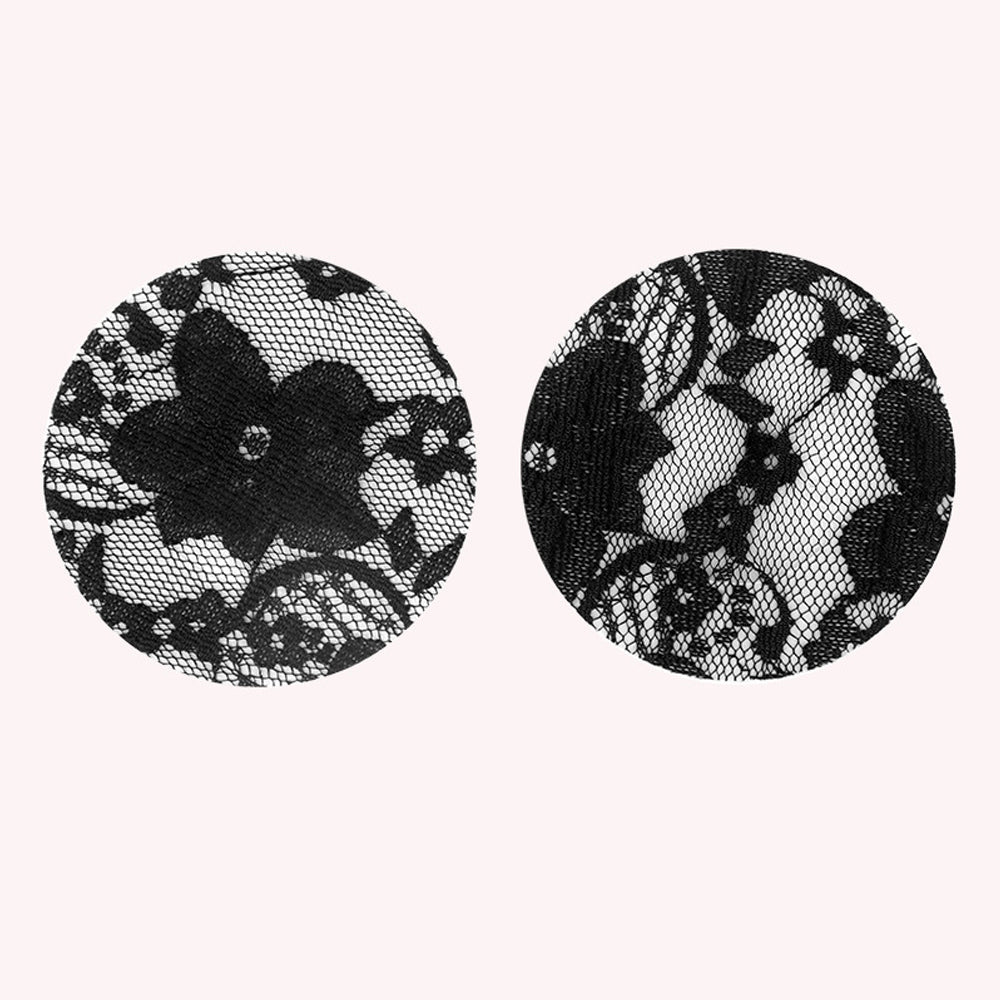 3 Pack Lace Pasties Black Cross & Heart & Round Nipple Covers
