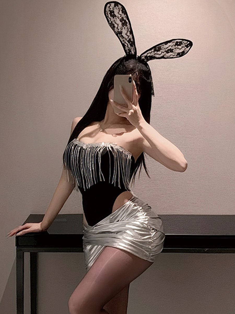 Bunny Rabbit Metallic Skirt Set