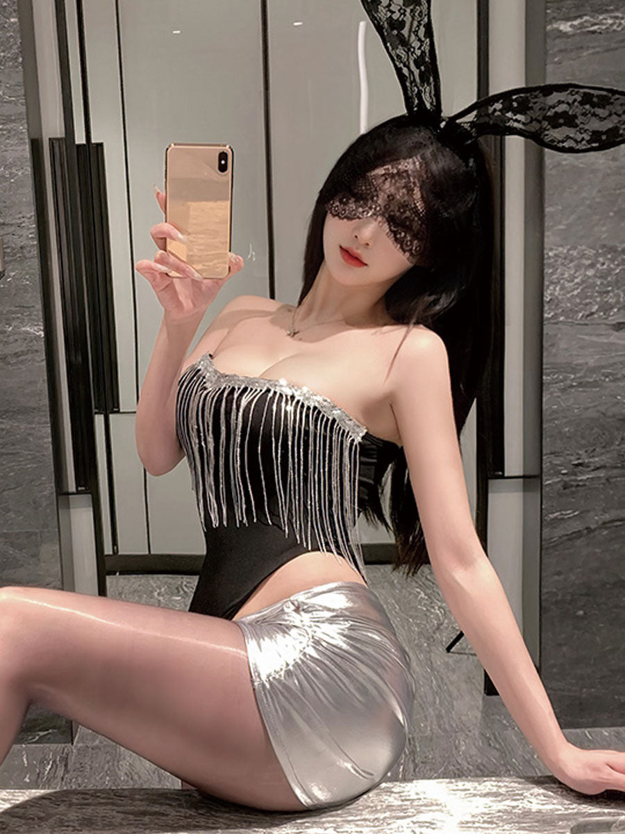 Bunny Rabbit Metallic Skirt Set