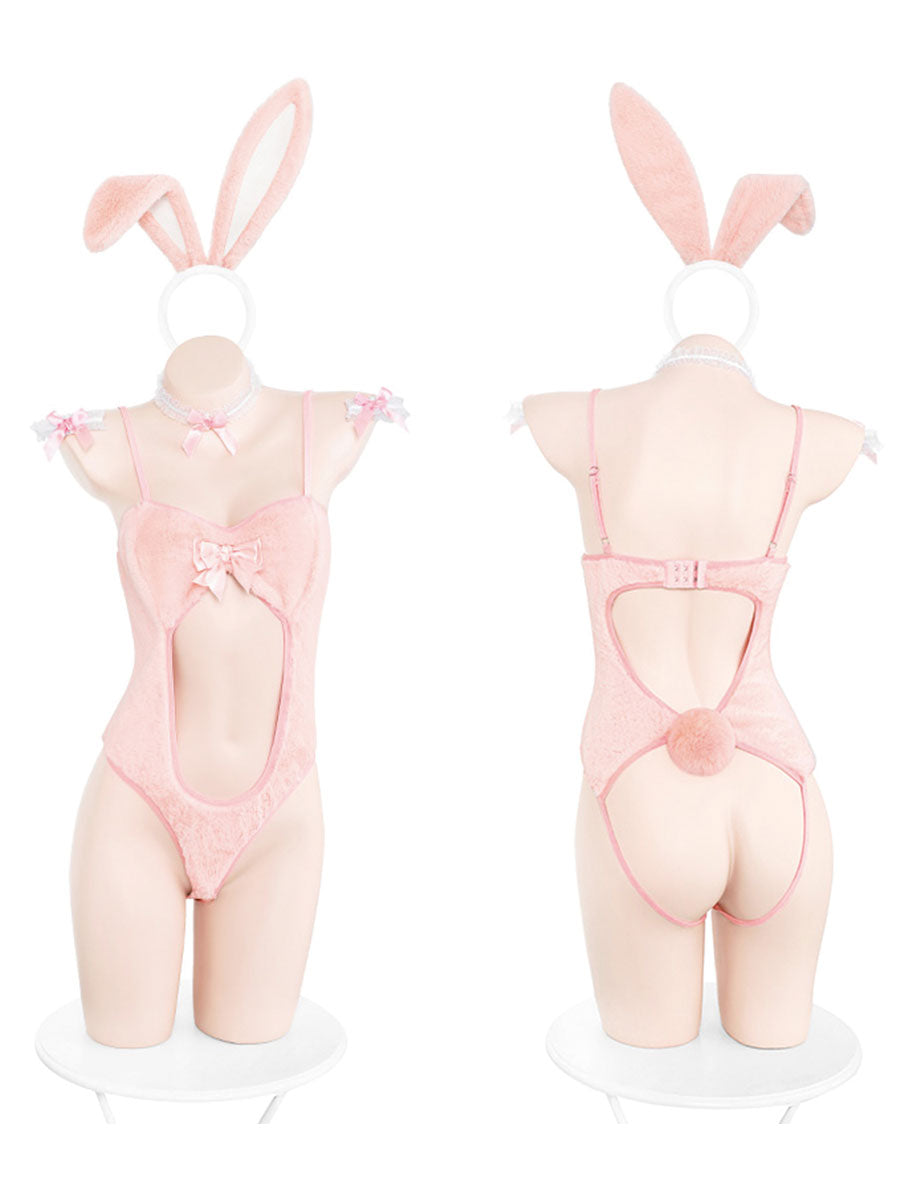 Furry Bunny Ears Teddy Lingerie