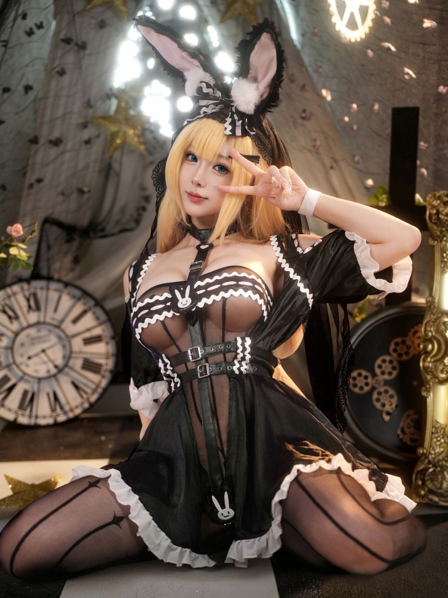 Black Lolita Bunny Cosplay Costume