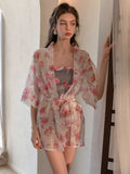 3 Piece Floral Lingerie Robe