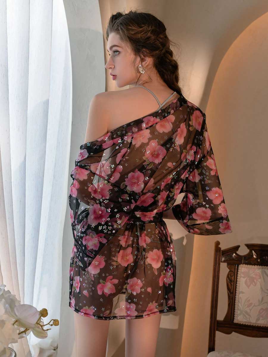 3 Piece Floral Lingerie Robe