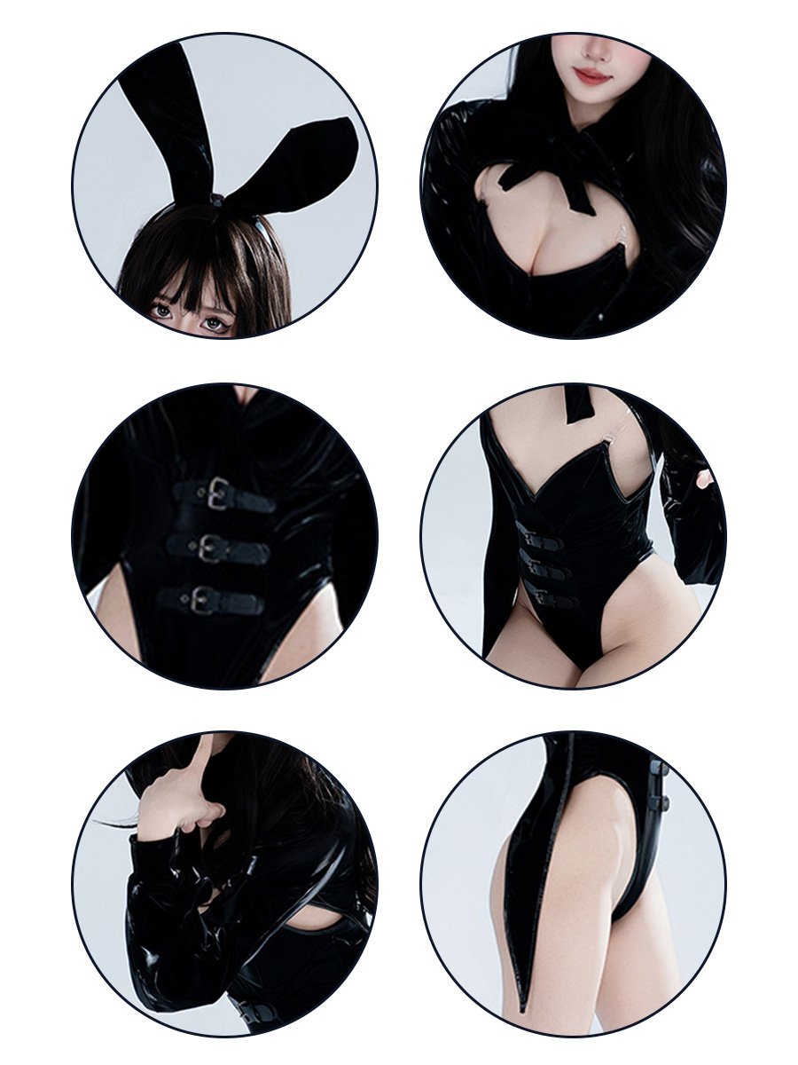 Latex Tuxedo Style Bunny Costume