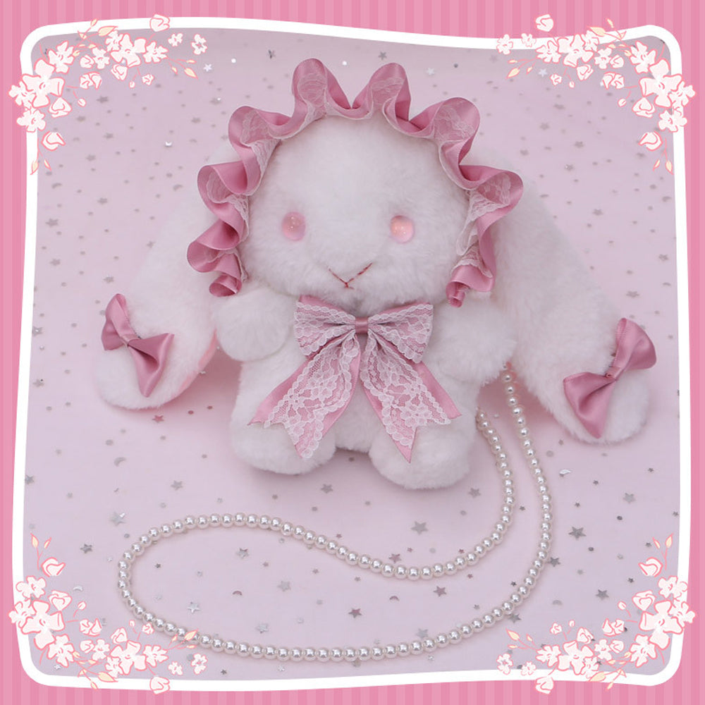 Plush Lolita Bunny Bag Crossbody Lace Bowkont Rabbit Handbag for Easter