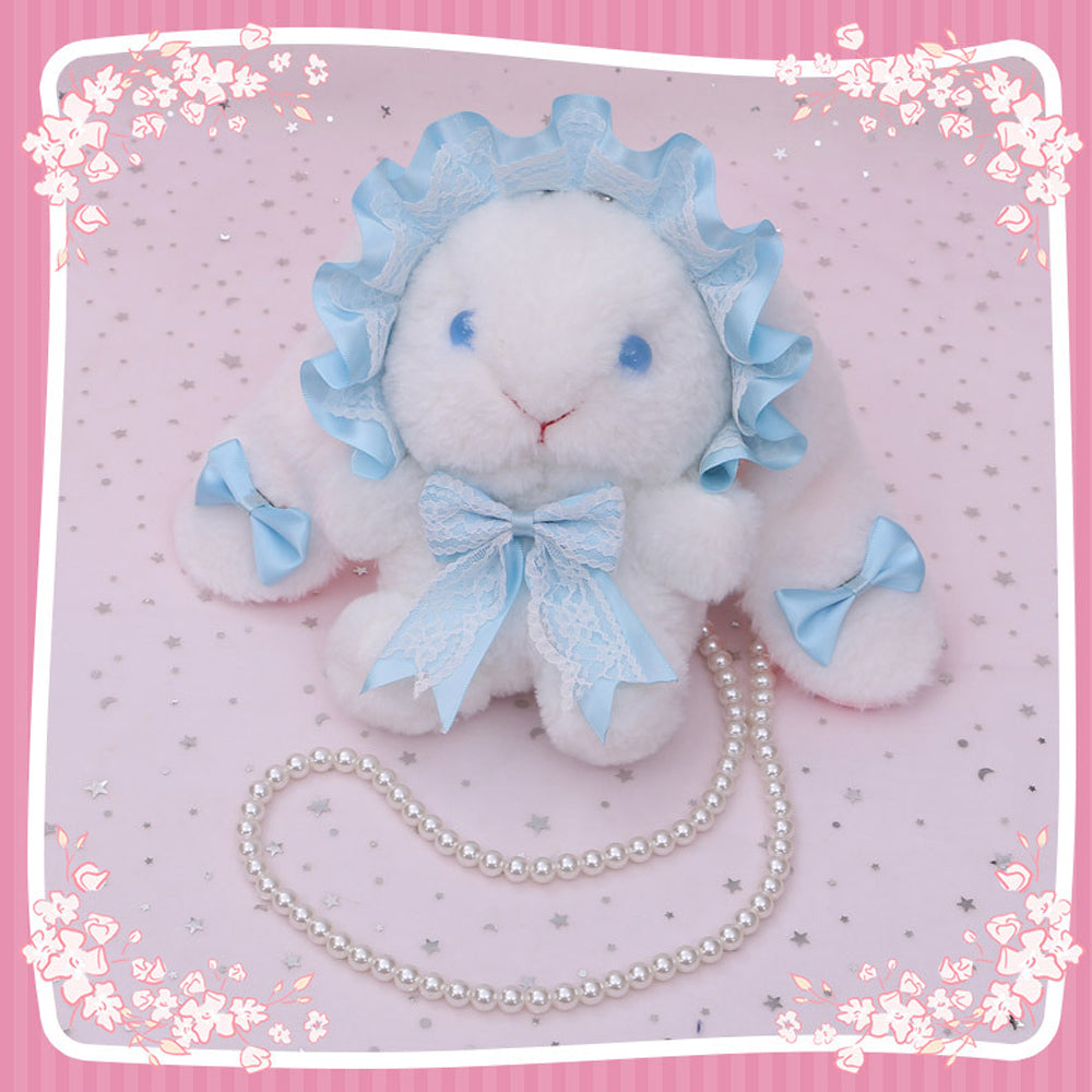 Plush Lolita Bunny Bag Crossbody Lace Bowkont Rabbit Handbag for Easter