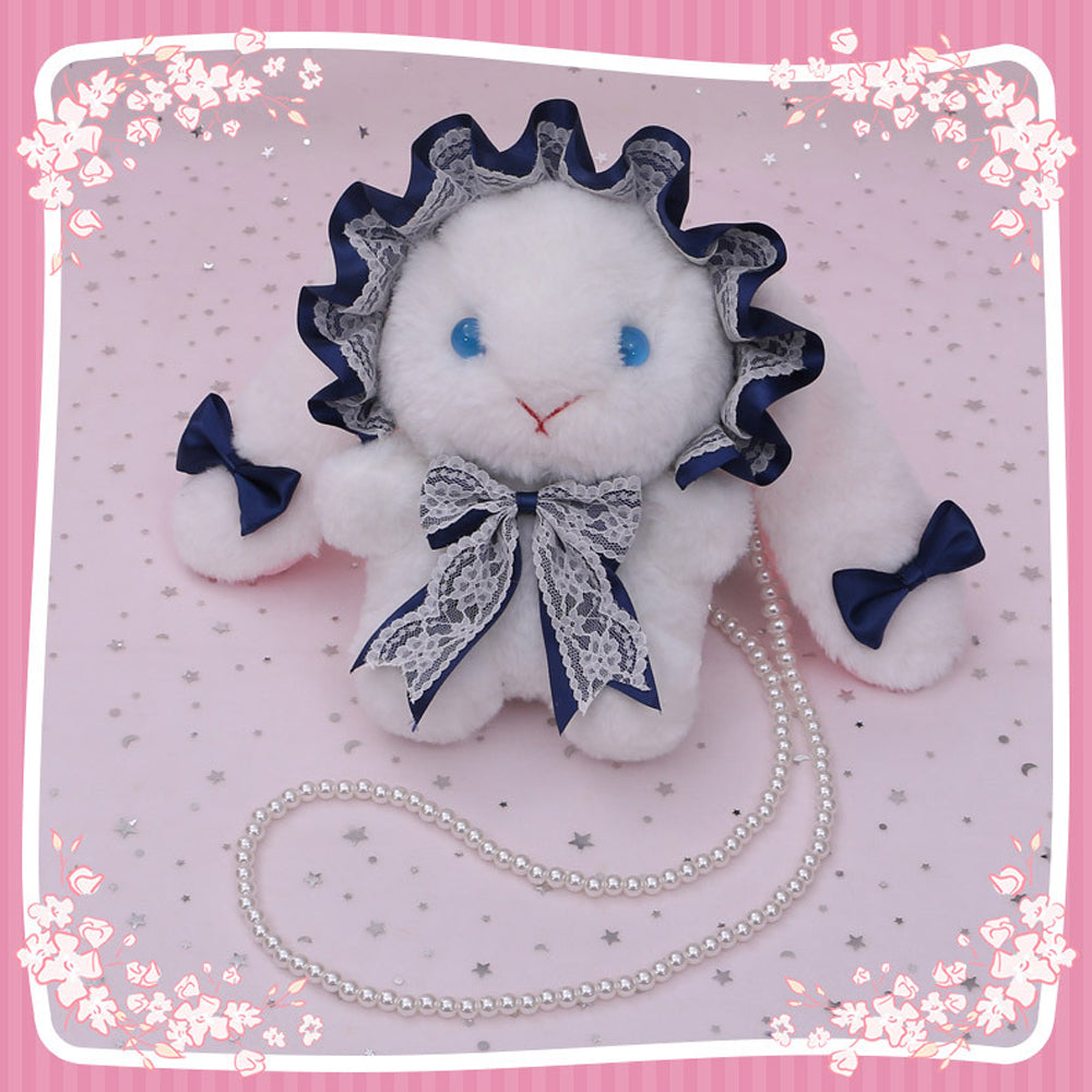 Plush Lolita Bunny Bag Crossbody Lace Bowkont Rabbit Handbag for Easter