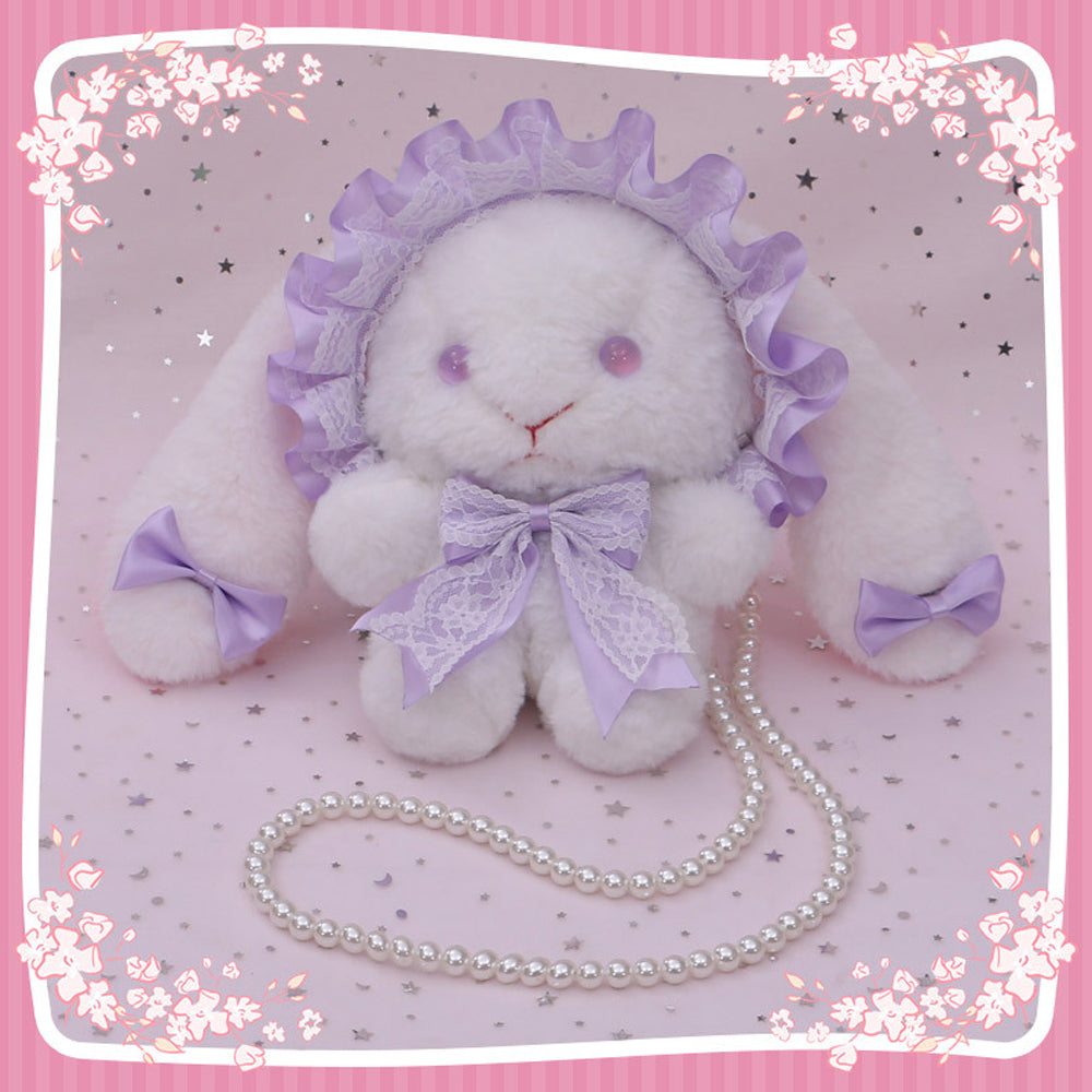 Plush Lolita Bunny Bag Crossbody Lace Bowkont Rabbit Handbag for Easter