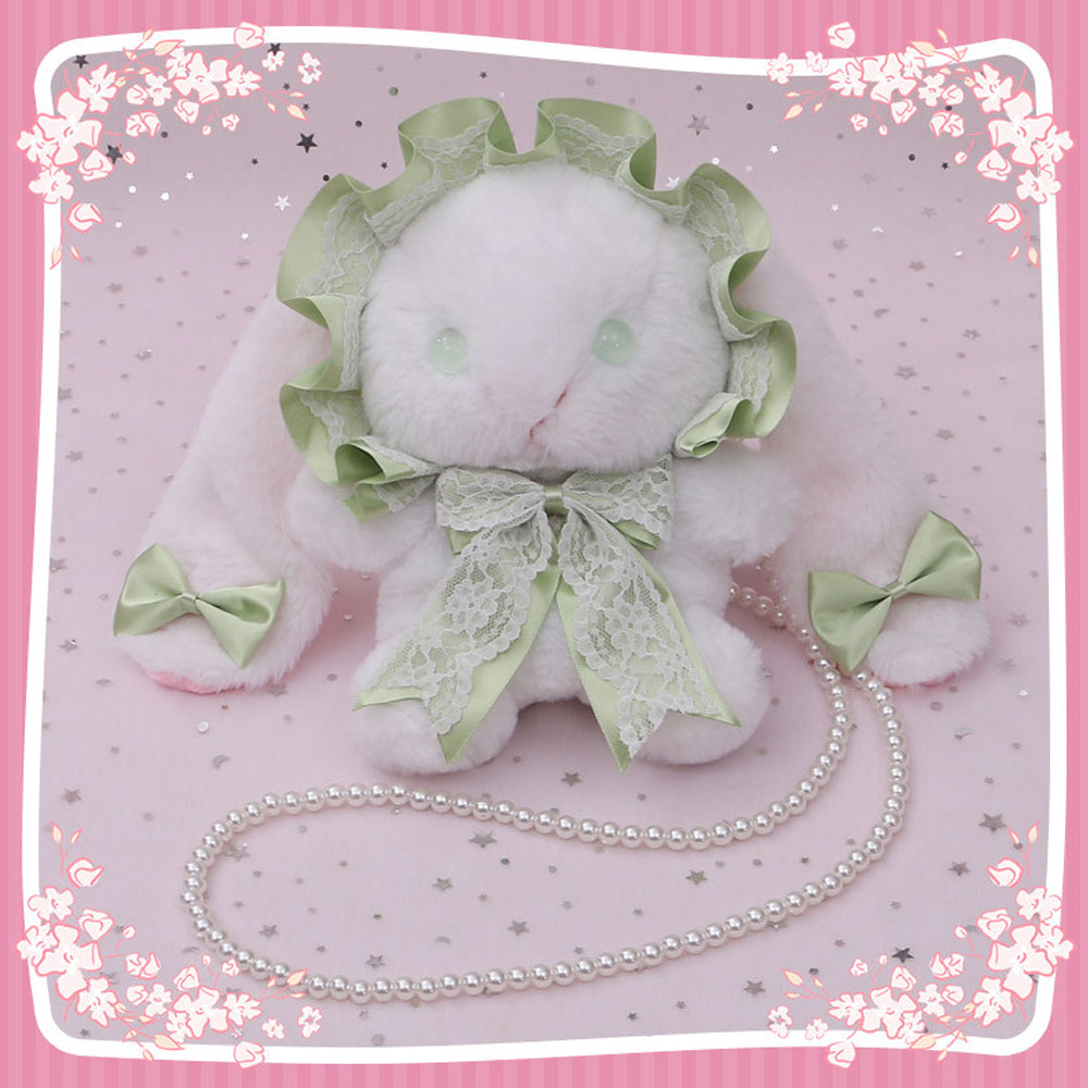 Plush Lolita Bunny Bag Crossbody Lace Bowkont Rabbit Handbag for Easter