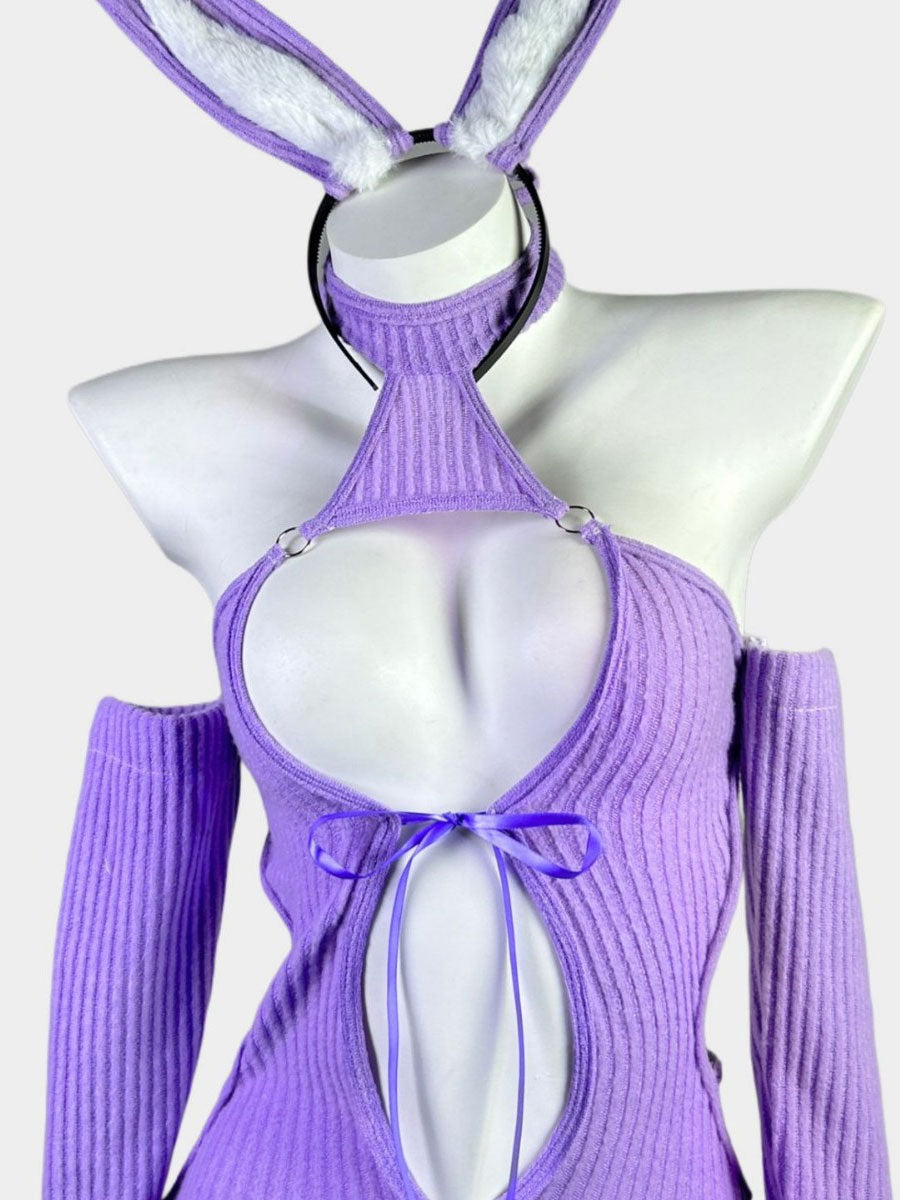 Rib Knit Cut Out Bunny Costume