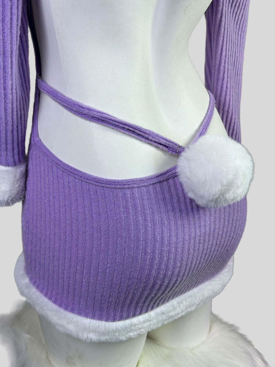 Rib Knit Cut Out Bunny Costume