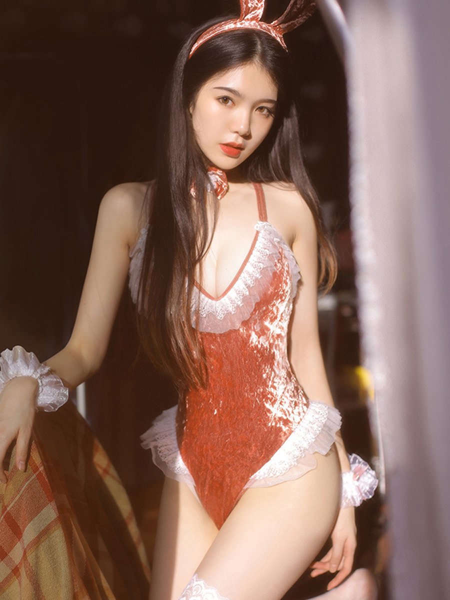 Velvet Bunny Open Crotch Bodysuit