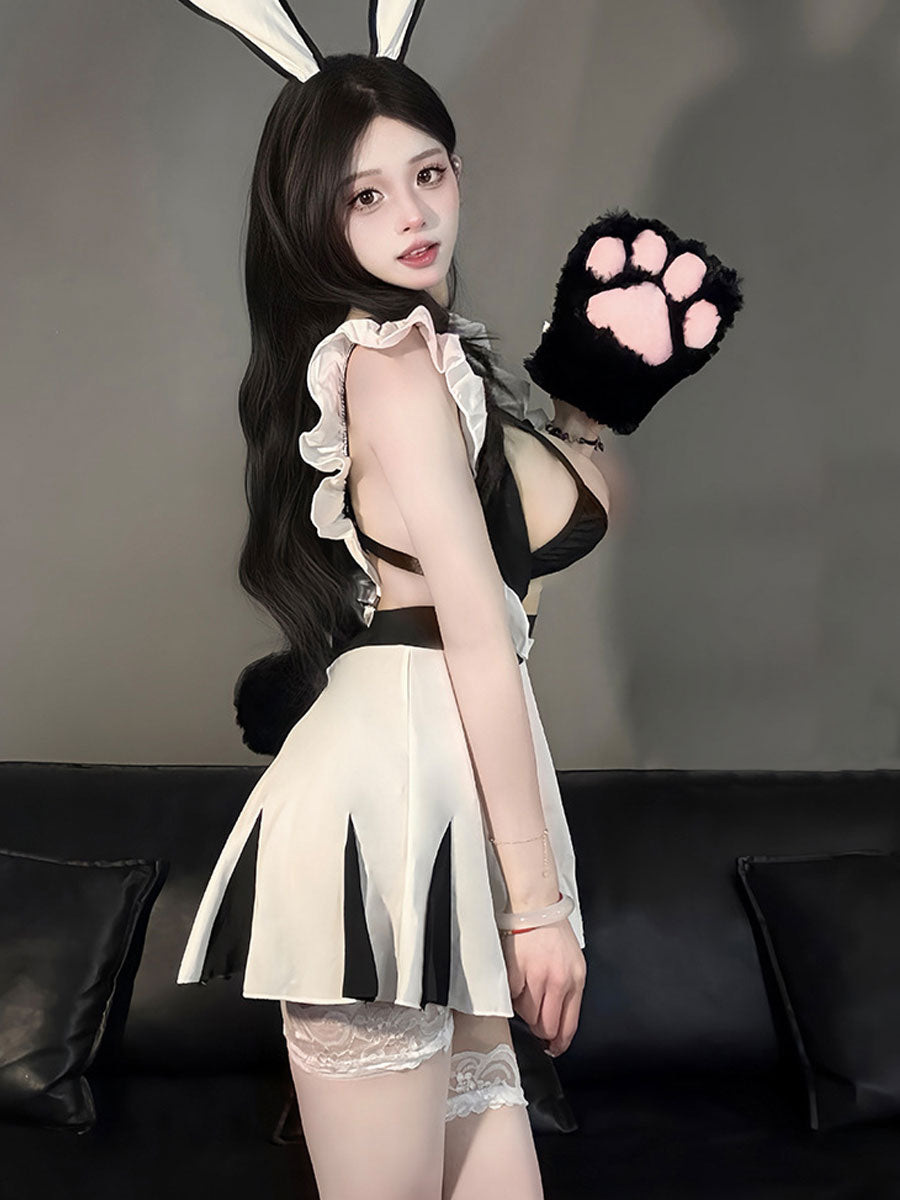 Playful Bunny Suspender Skirt Set