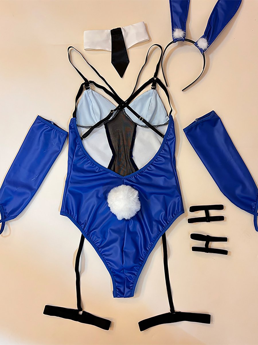 Blue Bunny Latex Bodysuit Lingerie