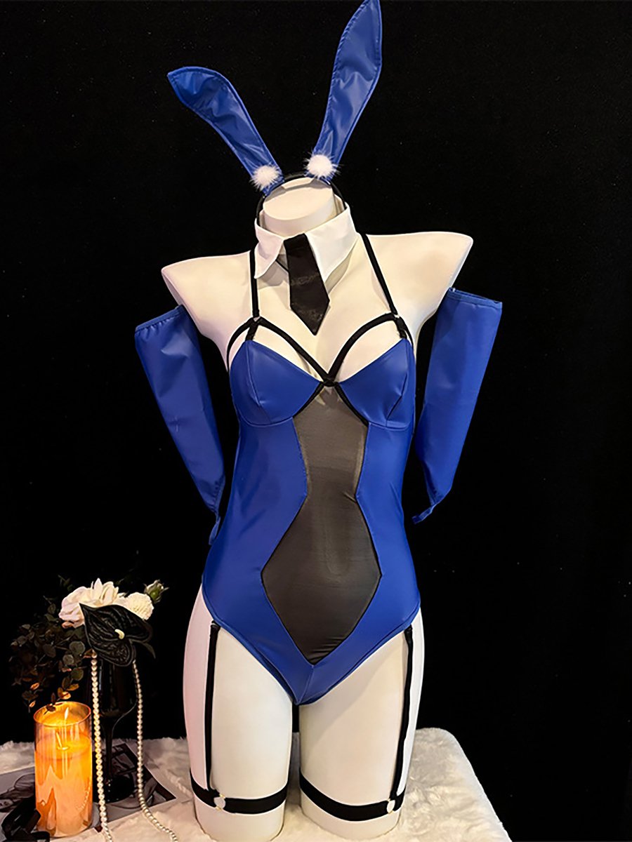 Blue Bunny Latex Bodysuit Lingerie