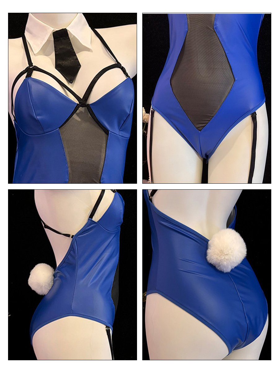 Blue Bunny Latex Bodysuit Lingerie
